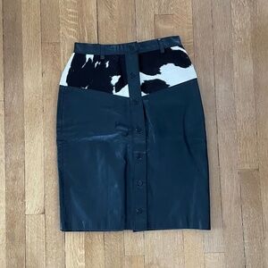Vintage Western Leather Cow Hair Skirt
